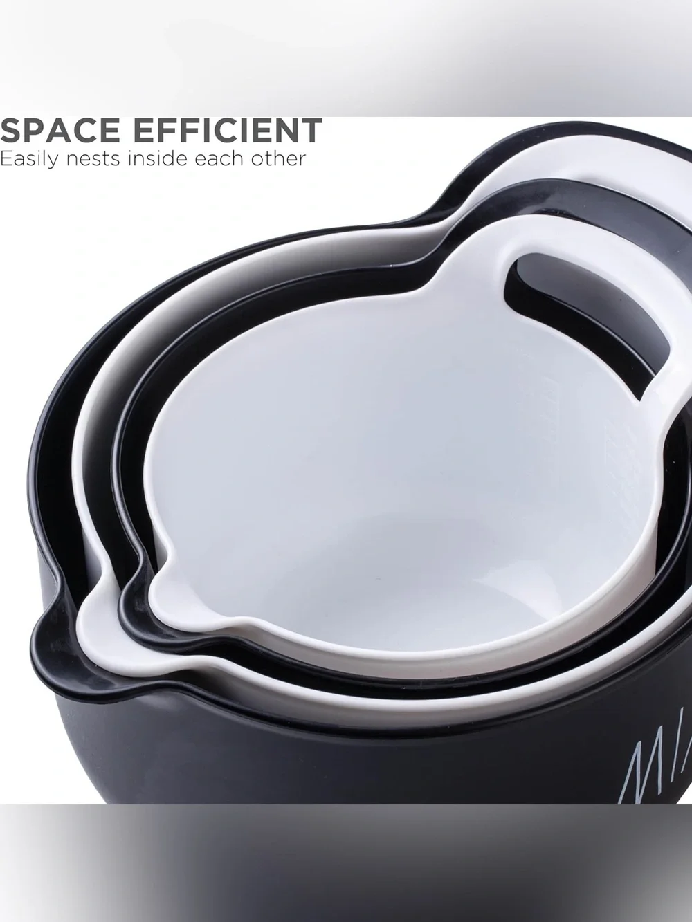 Rae Dunn Black & White Stackable Ceramic Prep Bowls - MIX STIR BAKE POUR